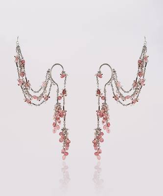 Silver plated earcuff earrings with hair extension 3
