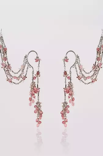 Silver plated earcuff earrings with hair extension