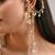 Pearl drop bunches hangings earcuff with side ear chain