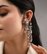 Lilac crystal pearl long ear chain