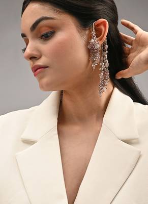 Lilac crystal pearl long ear chain 2