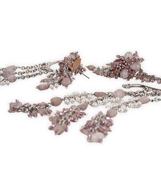 Lilac crystal pearl long ear chain 5