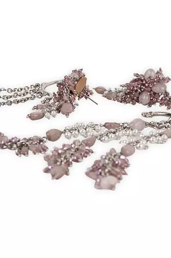 Lilac crystal pearl long ear chain