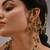 Navy blue gold beaded ear chain