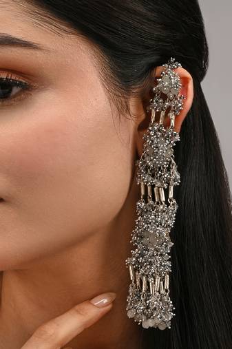 Silver handcrafted multi layer ear chain