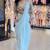 Sky blue faux georgette booti work full stitch up to 42 inch saree with blouse