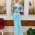 Sky blue faux georgette booti work full stitch up to 42 inch saree with blouse
