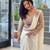 White faux georgette booti work full stitch up to 42 inch saree with blouse