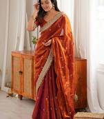 Embellished Embroidered Satin Designer Saree