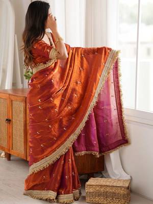 Embellished Embroidered Satin Designer Saree 3