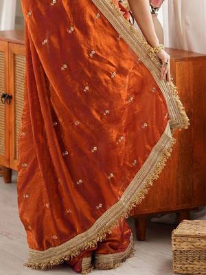Embellished Embroidered Satin Designer Saree 6