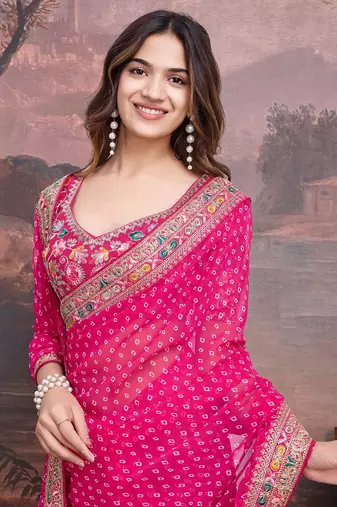 Embroidered Saree With Blouse