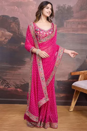 Embroidered Saree With Blouse