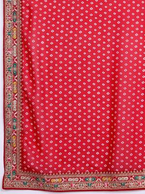 Embroidered Bandhani Saree With Blouse Piece 5
