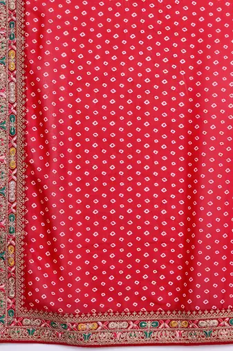 Embroidered Bandhani Saree With Blouse Piece