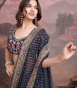 Bandhani Design Embroidered Saree With Blouse Piece