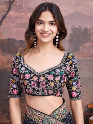 Bandhani Design Embroidered Saree With Blouse Piece 7