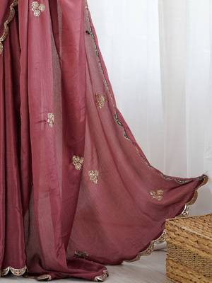 Embellished Party Wear Pure Chiffon Heavy Work Saree with Matching Blouse 5