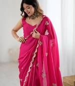 Embellished Sequinned Chiffon Heavy Work Sarees