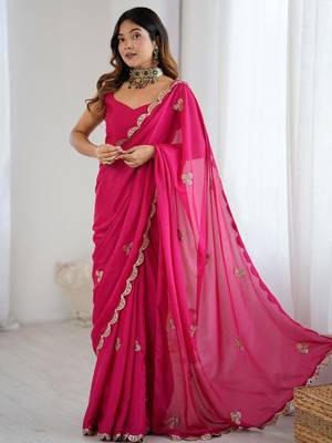 Embellished Sequinned Chiffon Heavy Work Sarees 2