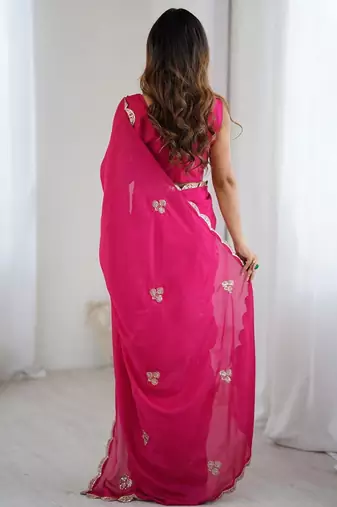 Embellished Sequinned Chiffon Heavy Work Sarees