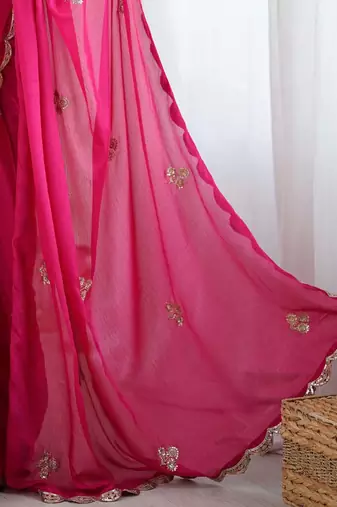 Embellished Sequinned Chiffon Heavy Work Sarees