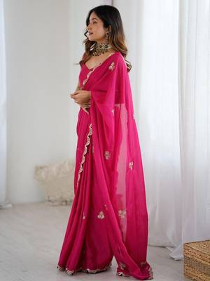 Embellished Sequinned Chiffon Heavy Work Sarees 5