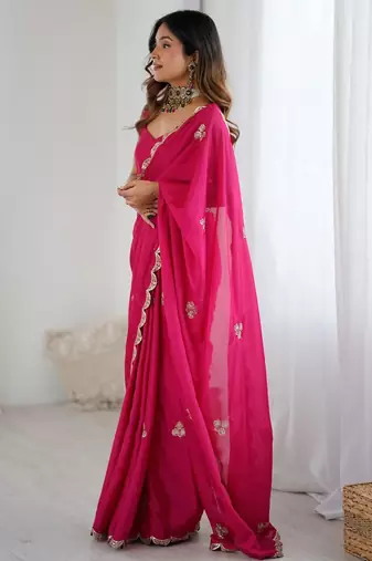 Embellished Sequinned Chiffon Heavy Work Sarees