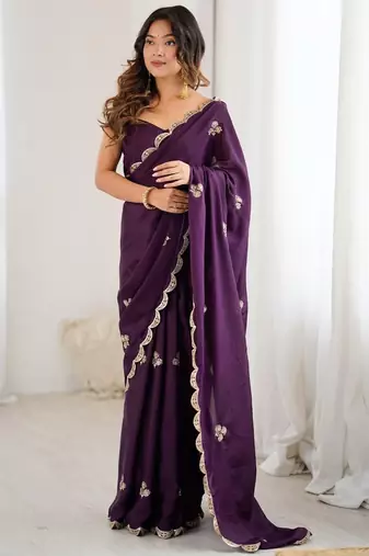 Embellished Sequinned Chiffon Saree with blouse