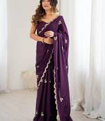 Embellished Sequinned Chiffon Saree with blouse