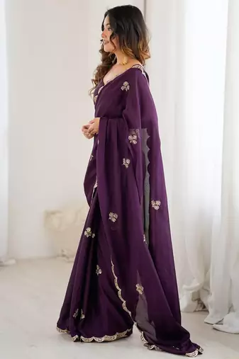 Embellished Sequinned Chiffon Saree with blouse