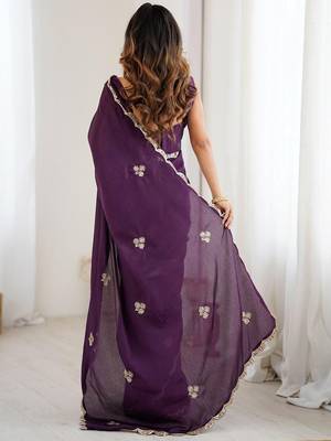 Embellished Sequinned Chiffon Saree with blouse 3