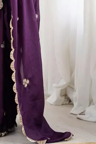 Embellished Sequinned Chiffon Saree with blouse