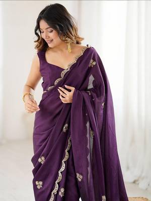 Embellished Sequinned Chiffon Saree with blouse 5