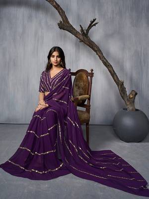 Floral Embroidered Sequinned Saree with blouse 3