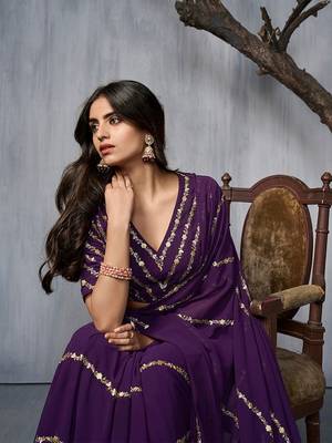 Floral Embroidered Sequinned Saree with blouse 4