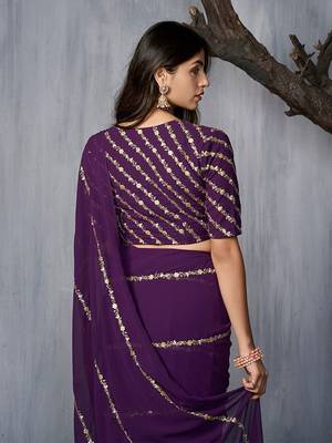 Floral Embroidered Sequinned Saree with blouse 5