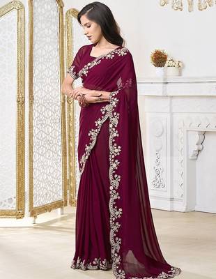 Embroidered Poly Georgette Saree 2