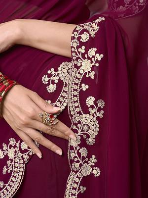 Embroidered Poly Georgette Saree 6