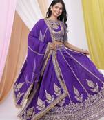 Purple Art Silk Heavy Embroidered & Sequined Lehenga Choli Set with Dupatta