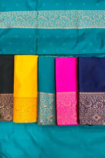 Green silk blend banarasi jaquard designer saree with blouse
