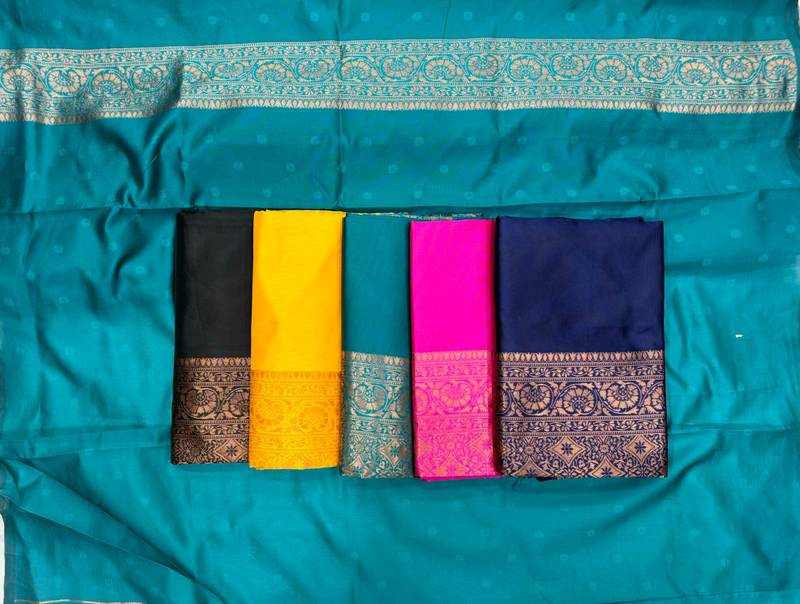 Blue Silk Blend Banarasi Jaquard Designer Saree Blouse