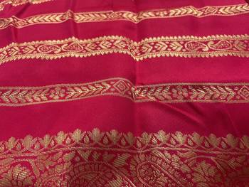 Pink Silk Blend Banarasi Saree Unstitched Blouse Party 8