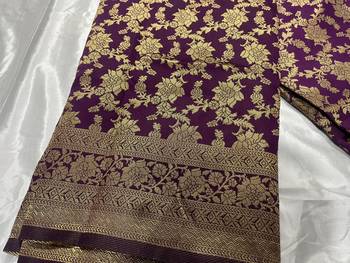 wine silk blend banarasi saree with unstitched blouse piece 6