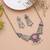 Light pink color dual tone oxidised necklace set traditional design