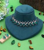 Green & purple color oxidised necklace set traditional design
