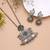 Green color dual tone oxidised stone necklace set traditional style