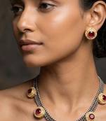 Rani color dual tone oxidised necklace set