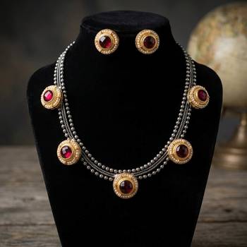 Rani color dual tone oxidised necklace set 2