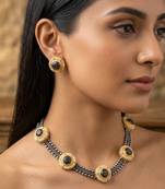 Black color designer dual tone oxidised necklace set